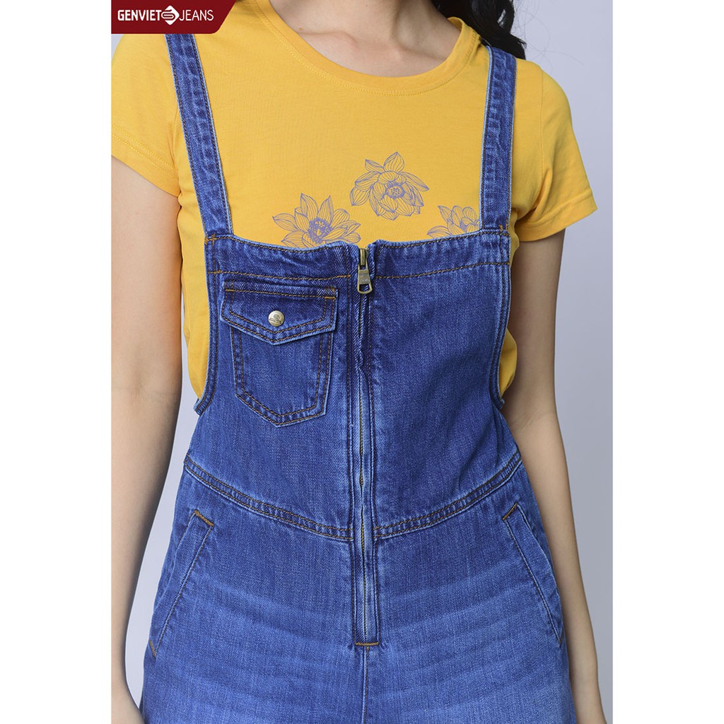 Quần Short Yếm Jeans Nữ TY409J955 GENVIET ASS