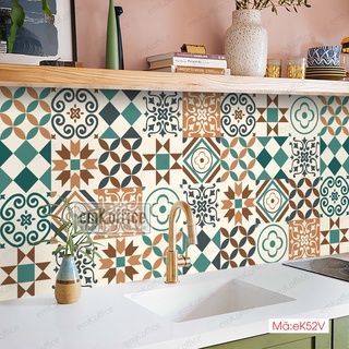 Decal gạch bông dán bếp, dán tường, quầy tủ,..._ mã eK52V - size 15