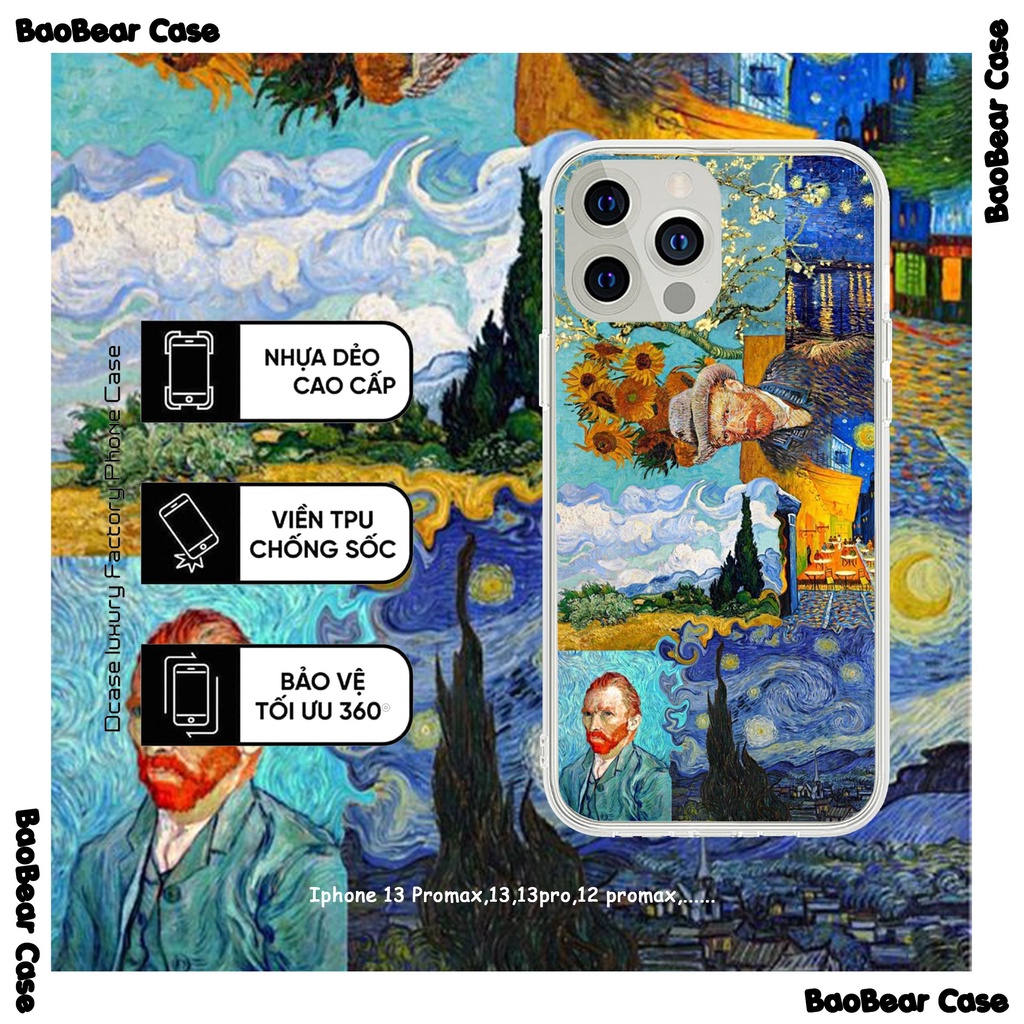 Ốp Lưng Tranh Van Gogh iphone 15promax,15plus,15pro,15,14promax,14pro,14plus,14,13promax , 13pro , 13, 12promax, 12pro,