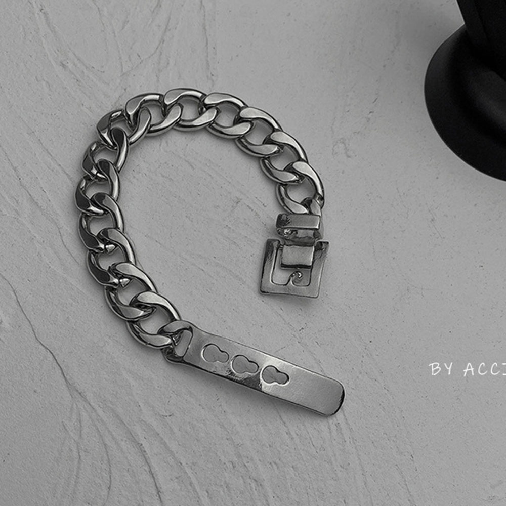 Vòng Tay Dây Xích Kim Loại Dày Có Khóa Cài Phong Cách Hip Hop Hàn Quốc Cho Nam Nữ