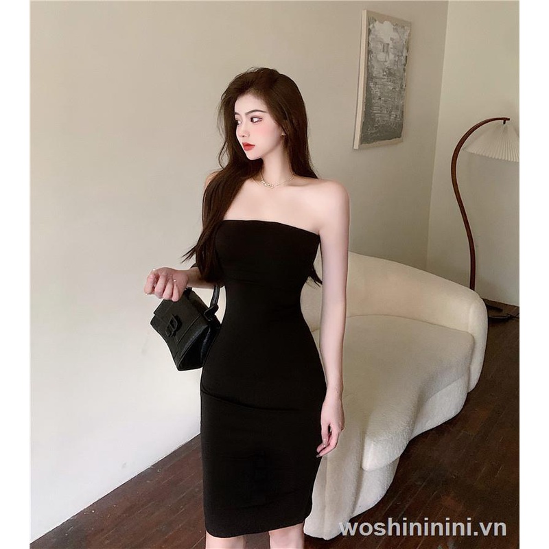 Đầm ống ôm dáng màu đen phong cách hepburnli quyến rũ cho nữ