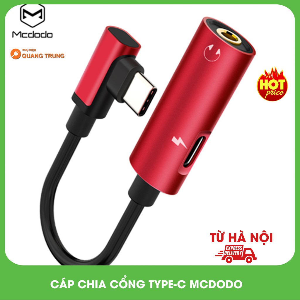 Cáp chuyển typeC mcdodo sang cổng typeC và audio 3.5mm,sạc nhanh,nghe tốt,hỗ trợ mic
