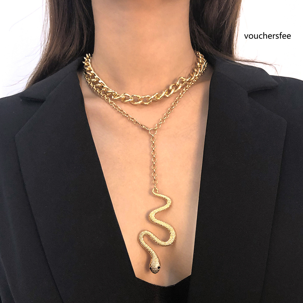 [VOU] Fashion Women Snake Shape Design Pendant Clavicle Chain Necklace Jewelry Gift