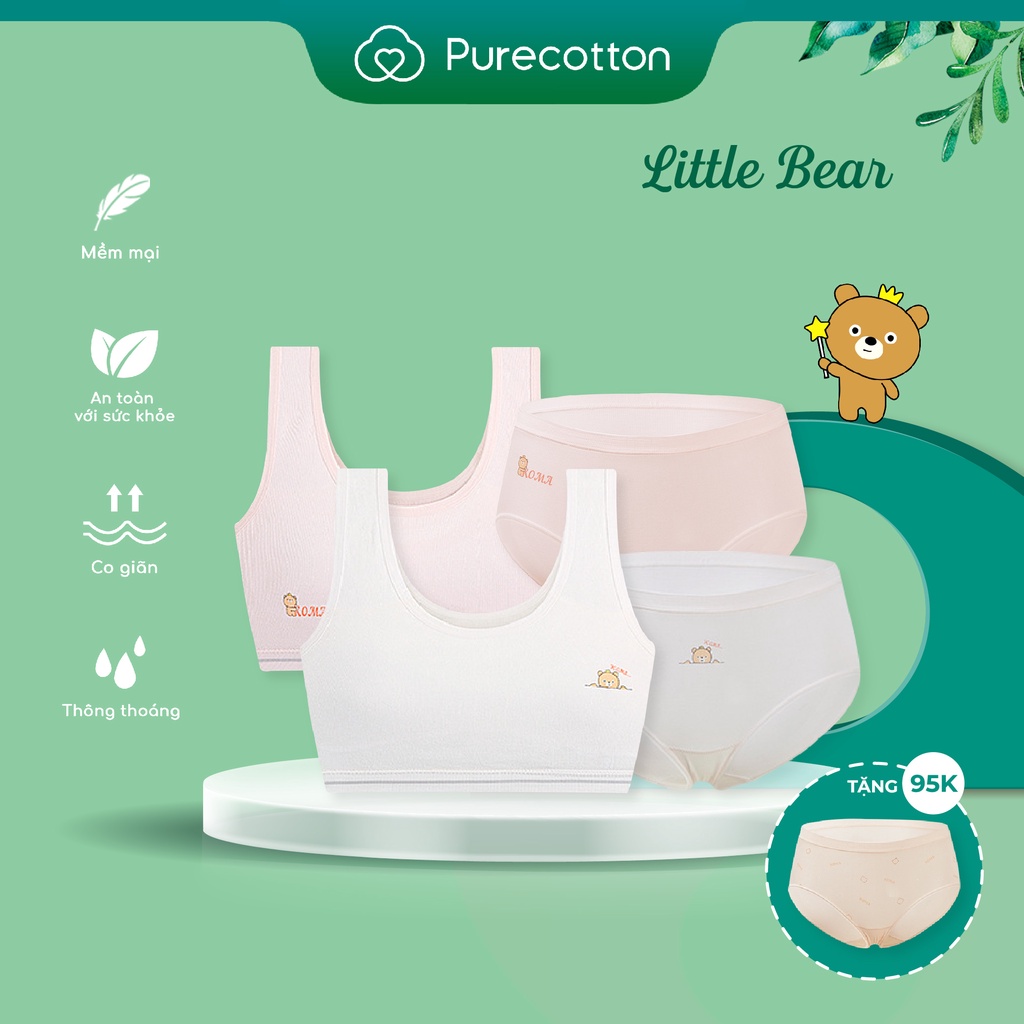 Bộ đồ lót bé gái Purecotton chất liệu sợi sồi cao cấp mềm mại Little Bear PC030 | BigBuy360 - bigbuy360.vn