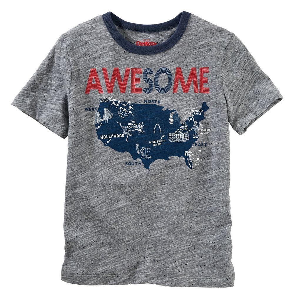 Áo thun bé trai hàng xuất in bản đồ nước Mỹ