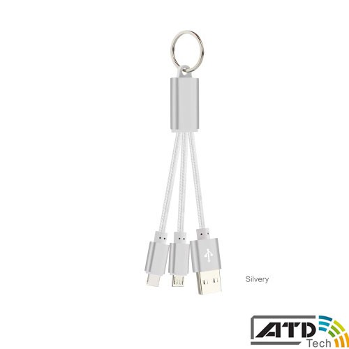 Cáp sạc 2 in 1 (Lightning và MicroUSB) kết hợp móc khóa dùng cho pin dự phòng