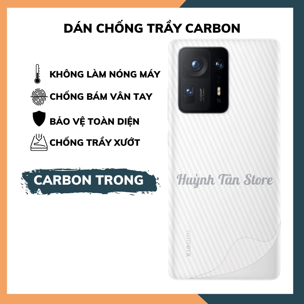 Miếng dán decal carbon mặt sau Xiaomi Mi Mix 4 5G chống trầy mặt lưng,chống bám vân tay