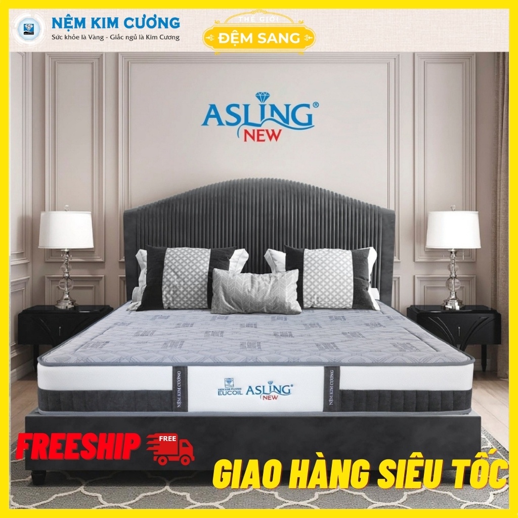 Nệm lò xo EUCOIL ASLING NEW 2021 túi độc lập cao cấp chính hãng đệm Kim Cương chuẩn khách sạn 3 sao LX113