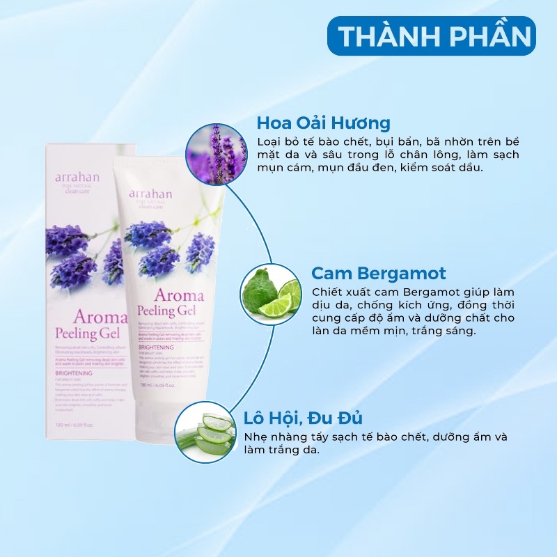 Tẩy Da Chết - Tẩy Tế Bào Da Chết Chiết Xuất Hoa Oải Hương Arrahan Hàn Quốc 180ml