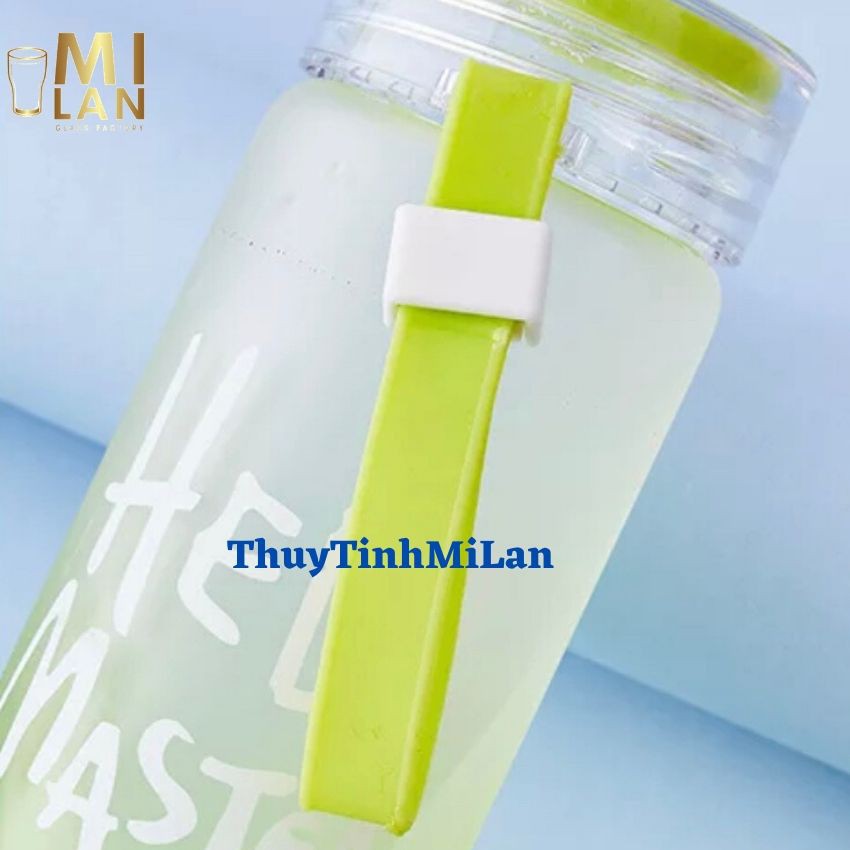 🍒 🍅 Bình chai đựng nước thủy tinh Hello Master 450ml nhiều màu sắc làm quà tặng dễ thương 🍅 🍒 ML-A001