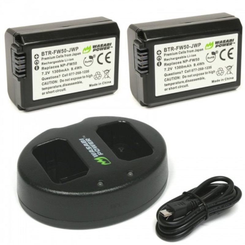 Combo 02 pin + 01 sạc Wasabi NP-FW50 cho máy ảnh Sony 99%