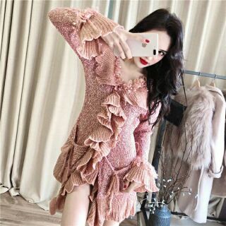 Đầm thiết kế phối bèo cao cấp