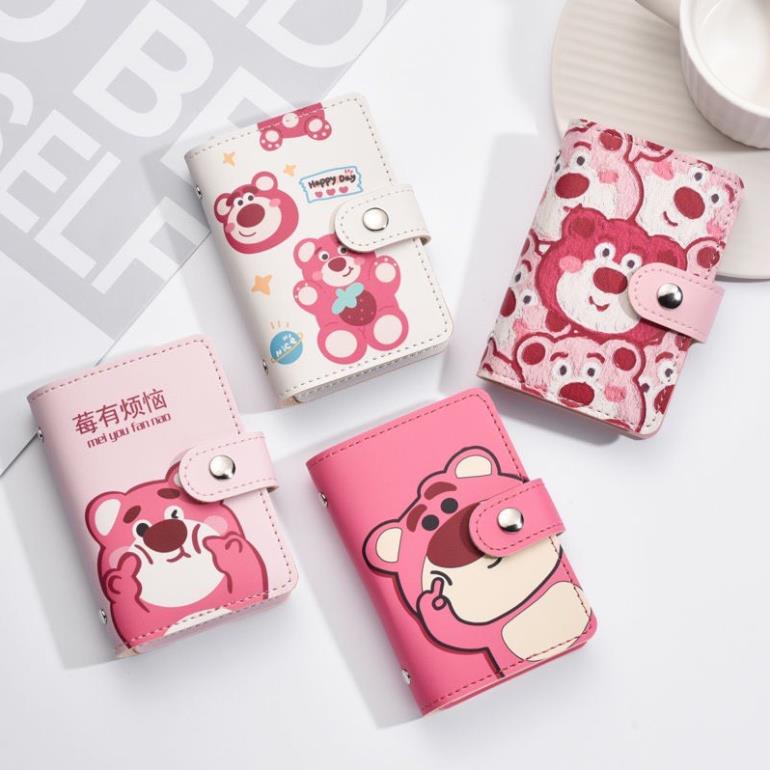 Ví Đựng Thẻ Nhiều Ngăn Cỡ Lớn Họa Tiết Gấu Dâu Tây Siêu Xinh