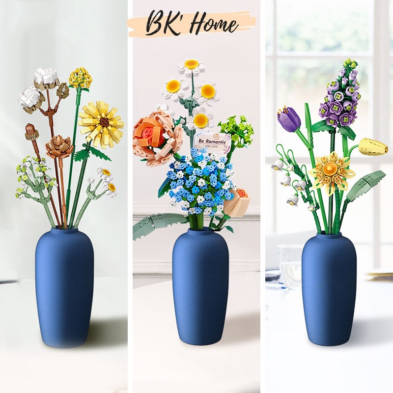 Đồ chơi lắp ráp hoa, chậu hoa, bó hoa hãng LOZ nhựa ABS