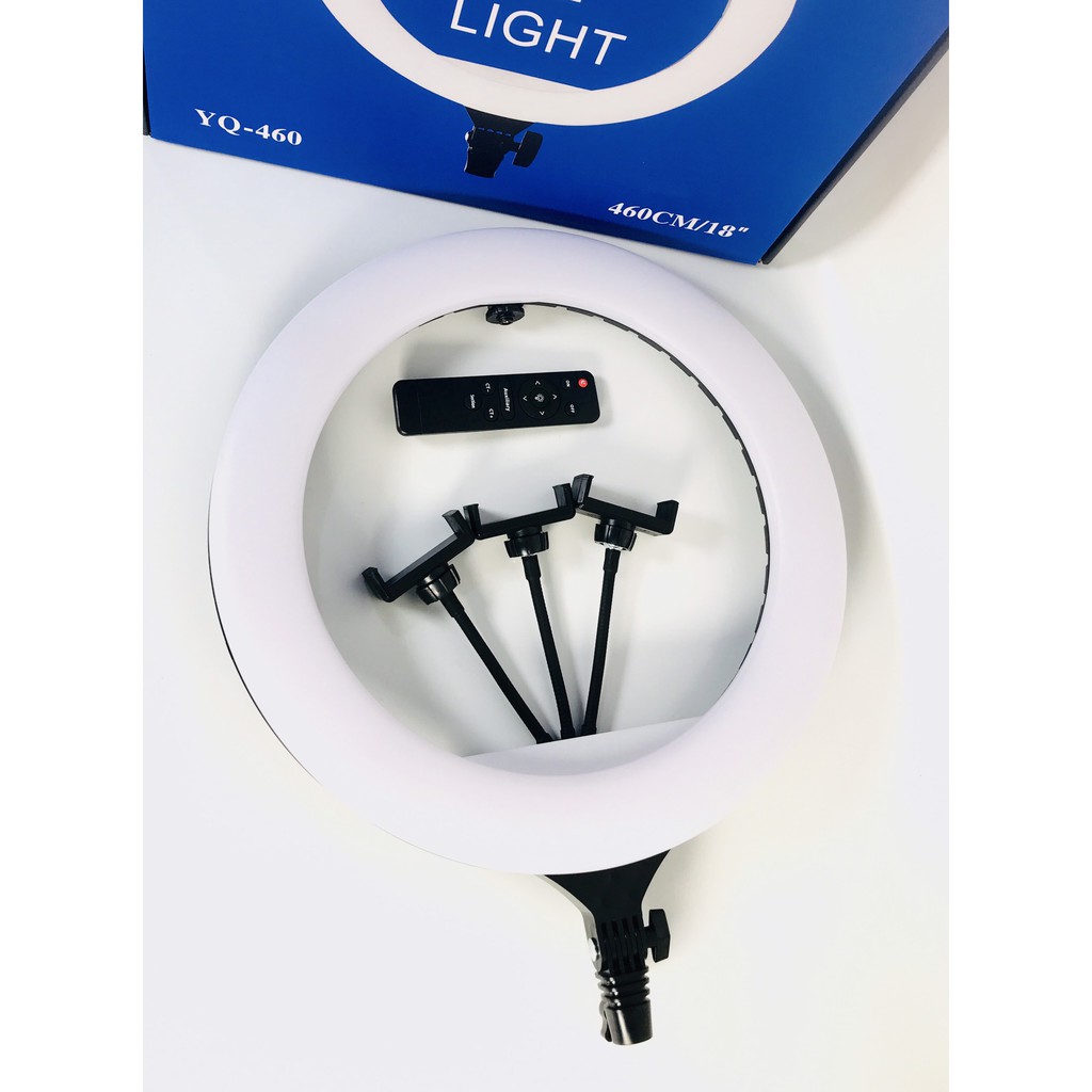 Đèn livestream 45cm YQ 460 3 kẹp điện thoại, chân cao 2.1m, 3 chế độ sáng, có remote– cảm ứng Makeup, Quay Phim Chụp Ảnh