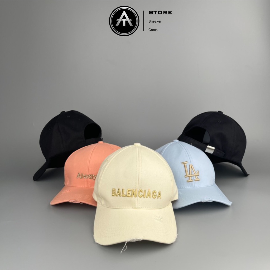 Mũ lưỡi trai rách thêu chữ form unisex