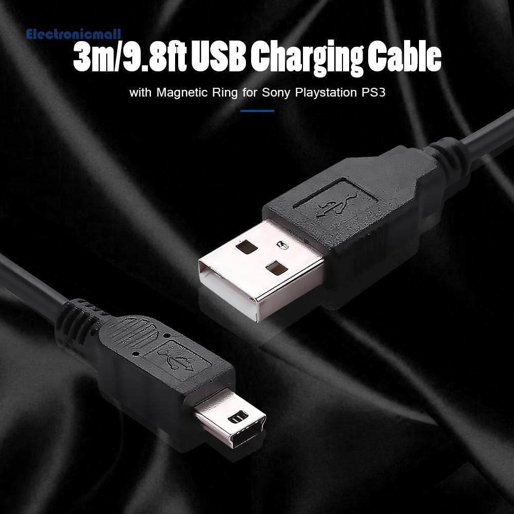 Cáp Sạc Usb Điện Tửmall01 3m / 9.8ft Có Vòng Nam Châm Cho Sony Playstation Ps3