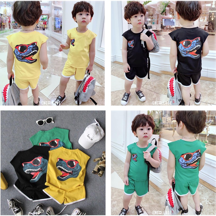 Bộ cotton khủng long đọc, lạ cho bé trai, bé gái - BKL