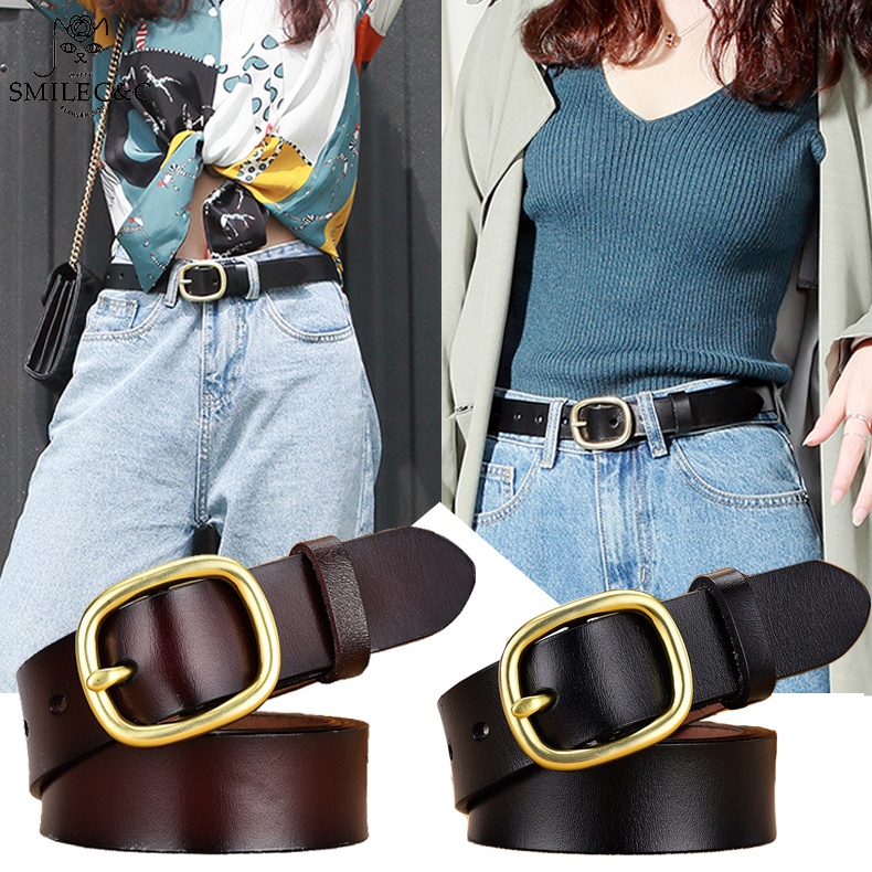 SmileFairyCC【COD &amp; Hàng Có Sẵn】Thắt Lưng Da Mềm Mỏng Khóa Tròn Kiểu Hàn Quốc Thời Trang Cho Học Sinh