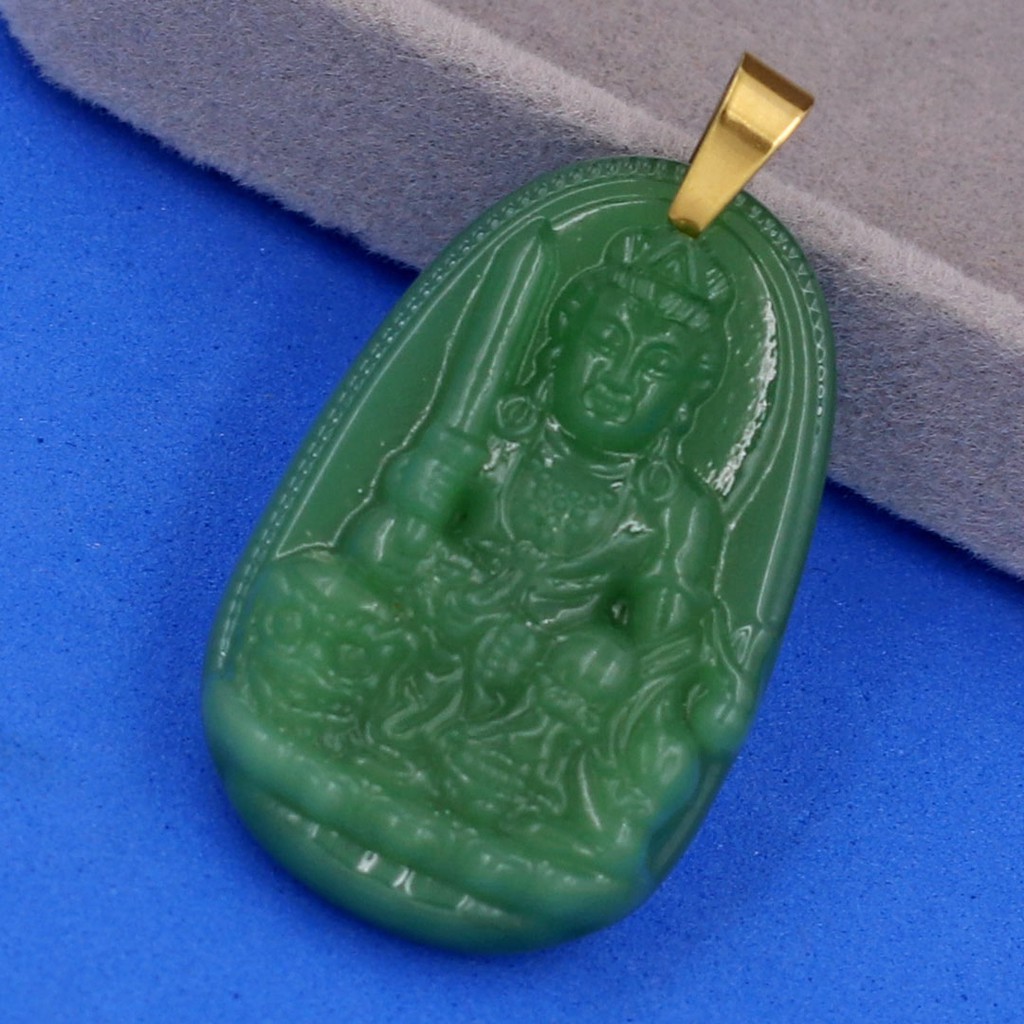 Mặt dây chuyền Phật Văn thù xanh lá 5 cm MVTAXLN3-Hộ mệnh tuổi Mão