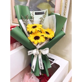 Sỉ combo 10 bó hoa hướng dương 3 bông+túi tặng thiệp