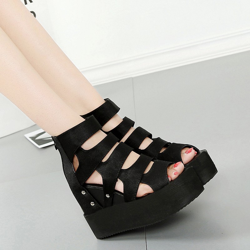 [ Hàng order 15 ngày] giày sandal đế độn 12cm 2018