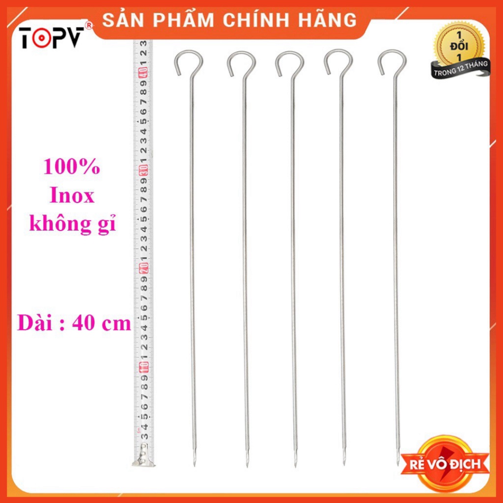 Que xiên thịt nướng TopV 42cm, phù hợp bếp TopV V5M và V5S, xiên nướng Inox cao cấp, không gỉ, xiên nướng thịt, siêu bền