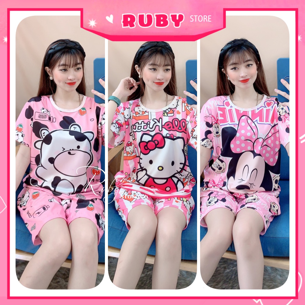 Đồ bộ bé gái in hình hello kitty bò sữa chất thun mềm mịn mát size 5kg đến 70kg  Đồ bộ bò sữa hoạt hình DBRBD FULL SIZE