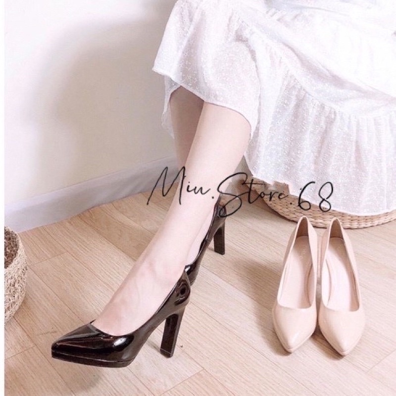 Giày cao gót nữ đúp mũi trước gót vuông 11cm VNXK, giày công sở dễ phối đồ nữ đi tiệc,đi làm,hàng xuất xịn