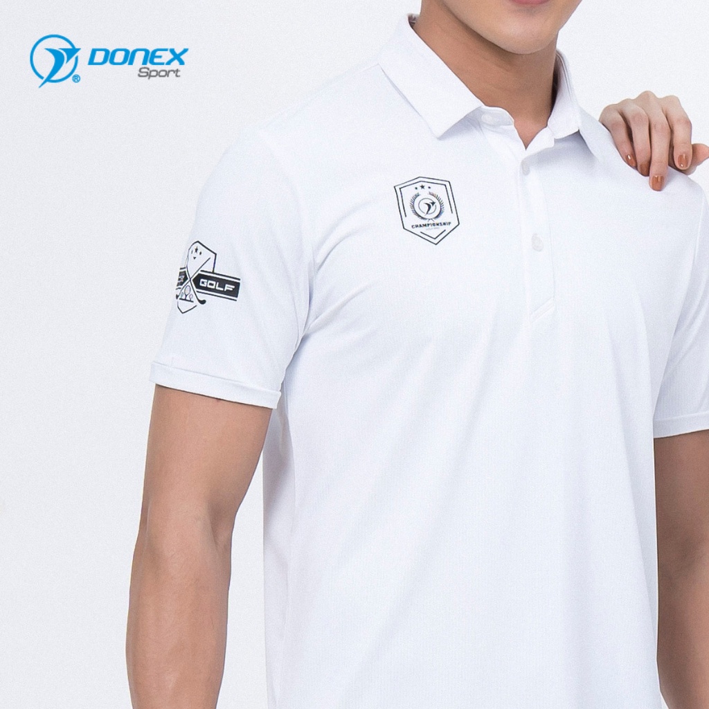 Áo Thể Thao Nam DONEXPRO Form Classic FIT Thiết Kế Cổ Trụ, Tay Bo Vải Dệt, Hút Ẩm, Thoát Hơi, Chống Tia UV MC-9060