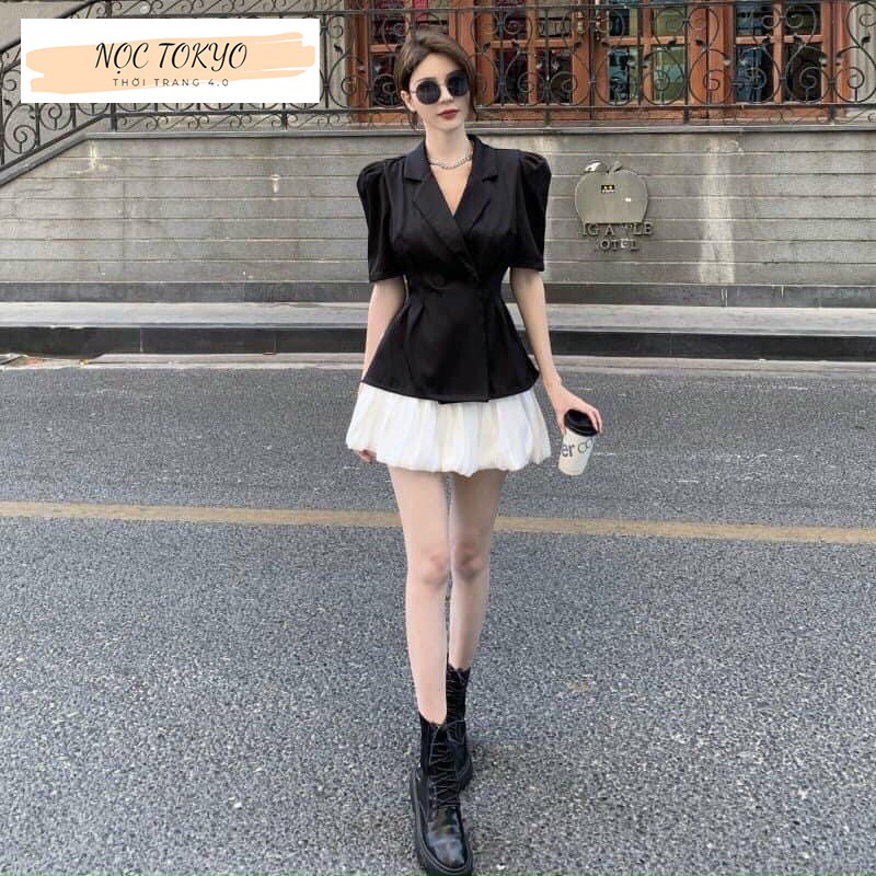 Set áo vest ,chân váy ngắn , Set áo vest mix chân váy siêu xinh xem ảnh thật ,kèm mã giảm giá [0703]