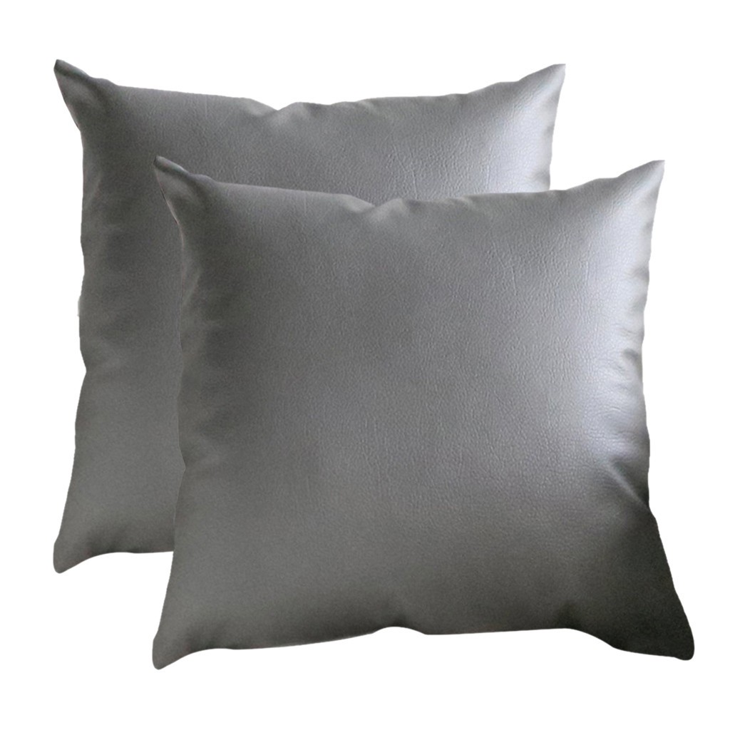 forkoobe.vn 2pc Faux Leather Cushion Covers Throw Pillowcase Sofa Home Decor Solid Color