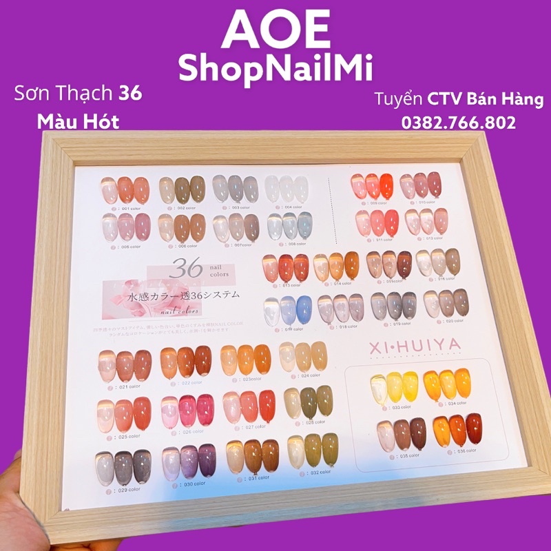 Sét Sơn Gel Thạch 36 Màu XI-HUIYA, Nước Sơn Mướt Đẹp Hót" Tặng Kèm Bảng Sơn Sẵn Y Hình