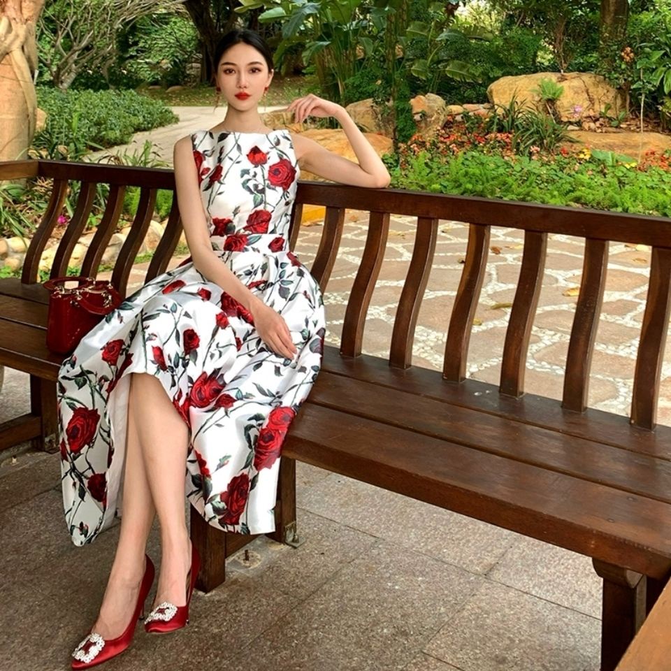 Đầm Công Chúa Chữ A Eo Cao Không Tay Chiết Eo Cao 2022