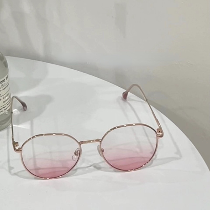Kính Mát Gọng Kim Loại Mỏng Màu Hồng Gradient Thời Trang Hàn Quốc Cho Nữ