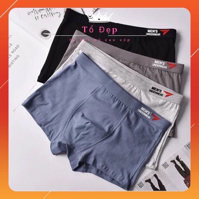 Hộp 4 quần Sịp đùi nam cao cấp Men's Underwear chất liệu cotton 100% co giãn 4 chiều