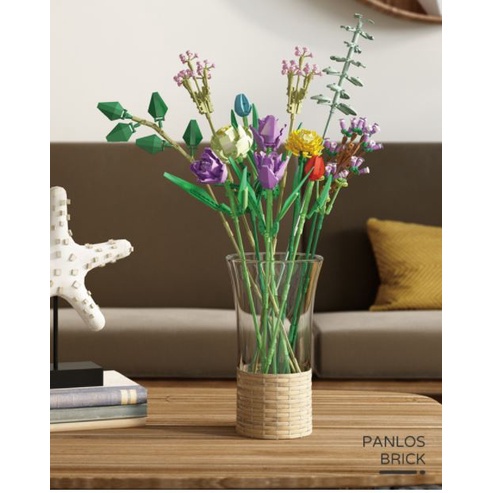 Bộ xếp hình lego Hoa Bouquet 65001 bao gồm 7+ loại hoa - Trang trí bàn làm việc và phòng khách