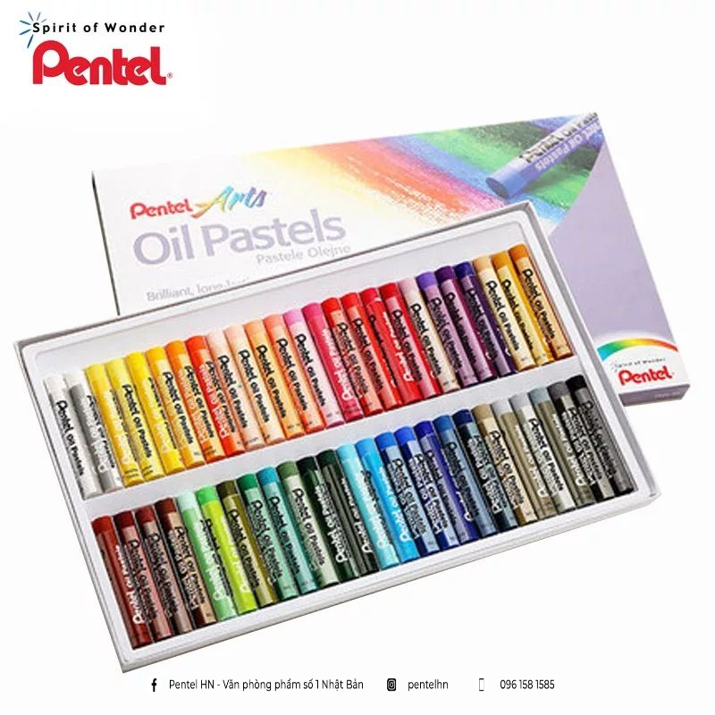 Sáp Màu Dầu Pentel Oil Pastel 50 màu PHN-50 | Màu Sắc Tươi Sáng | An Toàn Không Độc Hại