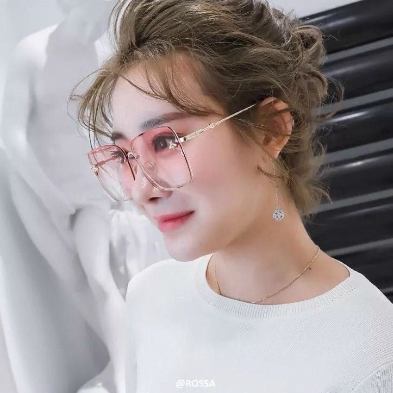 (YUZHU) Kính Mát Phân Cực Gọng Vuông Kim Loại Không Viền Thời Trang Vintage Phương Tây Cho Nữ