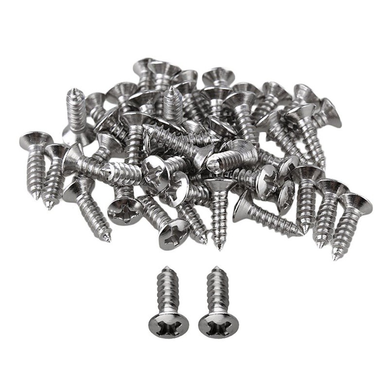 50X Guitar Bass Screws Parts for Scratchplates Pickguard, Black