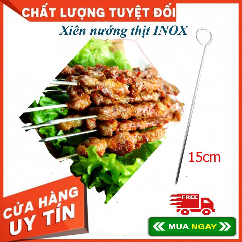 SET 10 QUE XIÊN NƯỚNG THỊT INOX 15CM,20CM