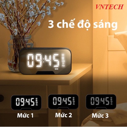 Loa Bluetooth Đồng Hồ G10 Cao Cấp, Kiêm Báo Thức, Đài FM, Màn Hình Led Tráng Gương