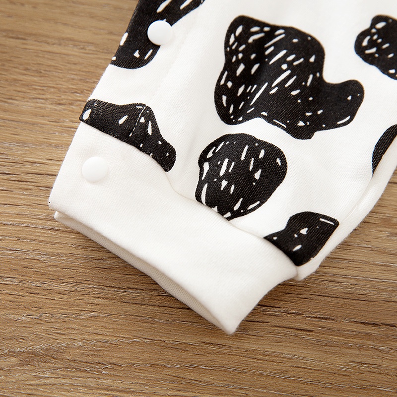 Bộ Áo Liền Quần Cotton Tay Dài In Hình Kỳ Lân Hoạt Hình Dễ Thương Cho Bé 0-24 Tháng Tuổi