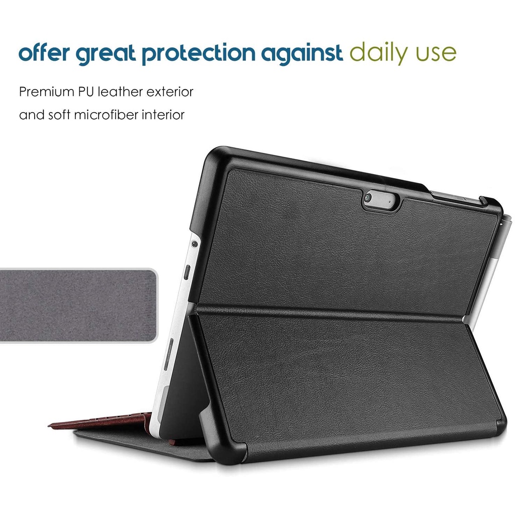 Ốp Bao Da Máy Tính Bảng Kèm Giá Đỡ Và Ngăn Đựng Bút Cho Microsoft Surface Go 3 / Go 2 / Go
