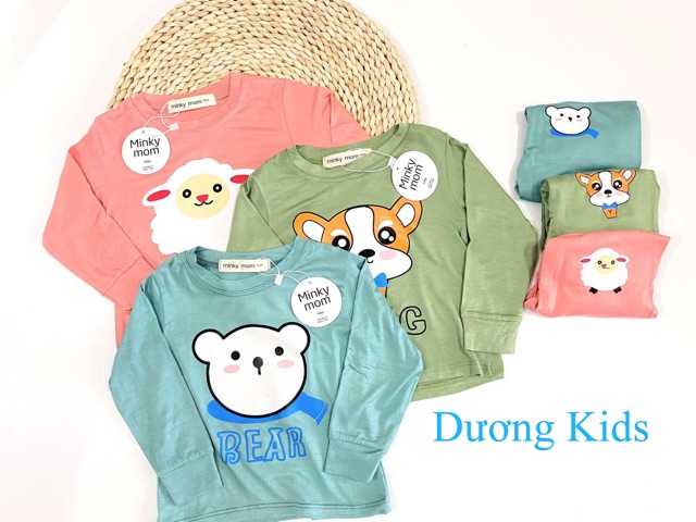 Bộ dài tay Minky Mom chất thun lạnh họa tiết (Cừu-Gấu) cực đẹp cho bé từ (6-18kg)