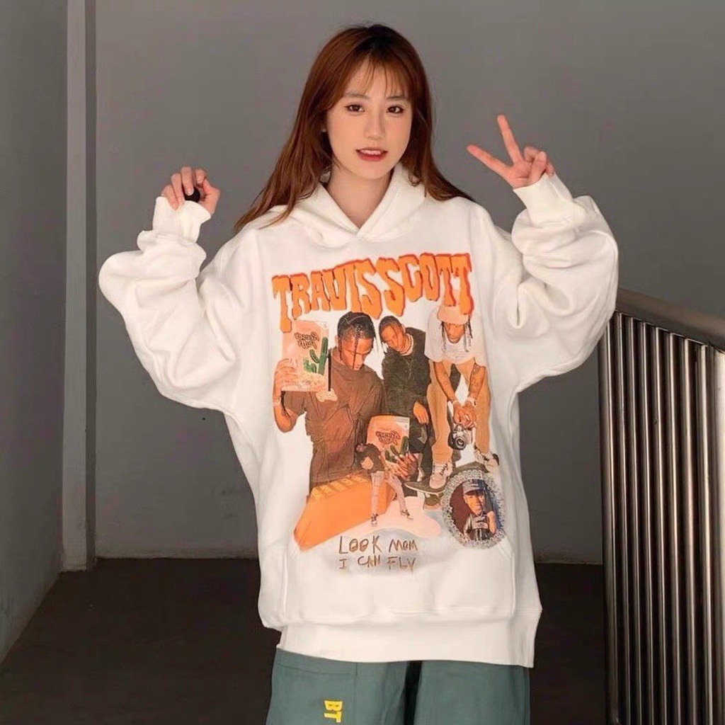 Áo khoác Hoodie Travisscott dài tay, Áo Hoodie nỉ bông phong cách Hàn Quốc | BigBuy360 - bigbuy360.vn