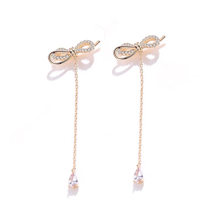 BÔNG TAI BẠC Ý 925 MẠ VÀNG 18K SWAROVSKI CRYSTAL DCEC09