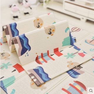 Thảm trải sàn xốp XPE 2 mặt phủ Silicone Hàn Quốc mẫu đẹp chống thấm tuyệt đối, chống ngã, cho bé tập bò kèm túi 1m8- 2m