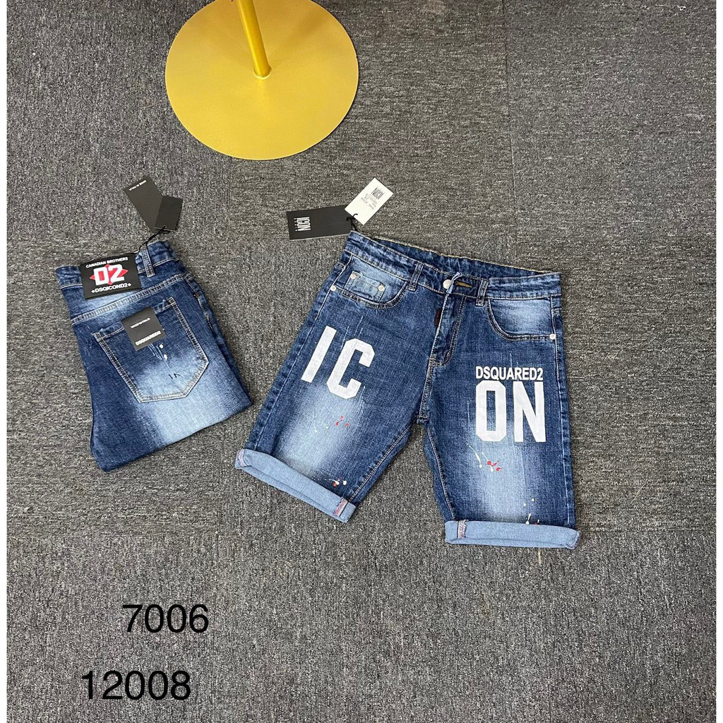 Quần bò ngố nam DSQ - Quần Jeans lửng nam rách - Quần bò DSQ