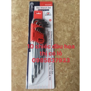 Bộ lục giác sao có lỗ ở giữa10 chiếc SK-010TS tại Máy cầm tay NTT bảo hành dài hạn vặn ốc đầu sao dễ dàng hiệu quả